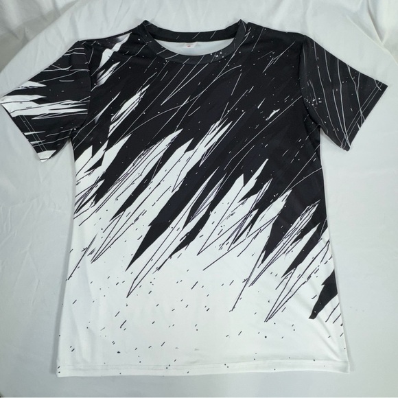 Men’s Black White Artistic Marker Design Short Sleeve Tee - Picture 1 of 3